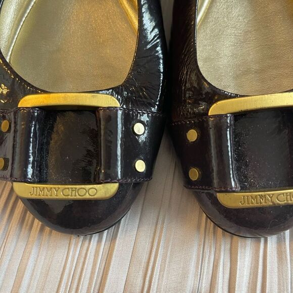 JIMMY CHOO Morse black patent leather ballet flats shoe, size 38 1/2 US size 8.5 - Picture 3 of 9